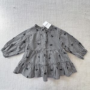 NWT Crewcuts Black & White Plaid Blouse XXS/2-3